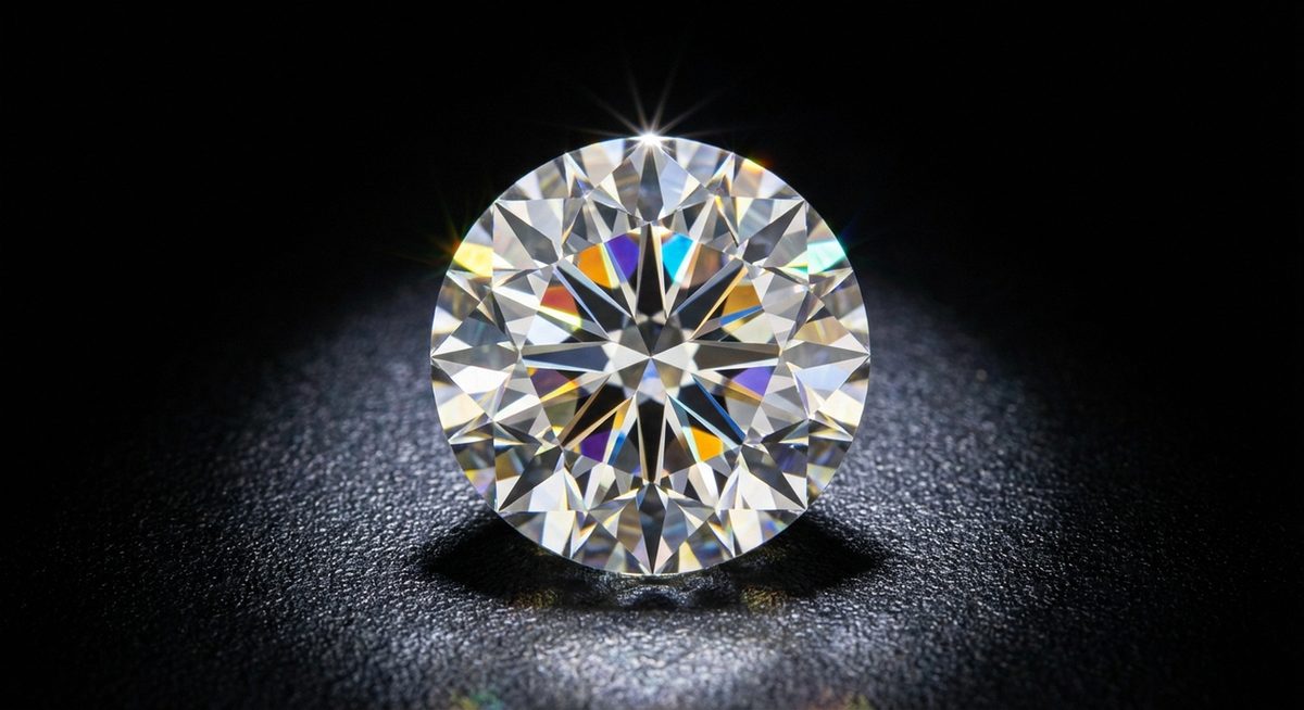 Brilliant cut diamond showing perfect light performance and fire
