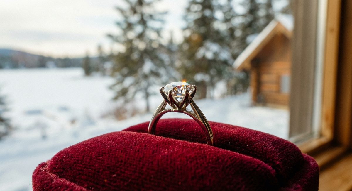 Diamond engagement ring sparkling in natural light