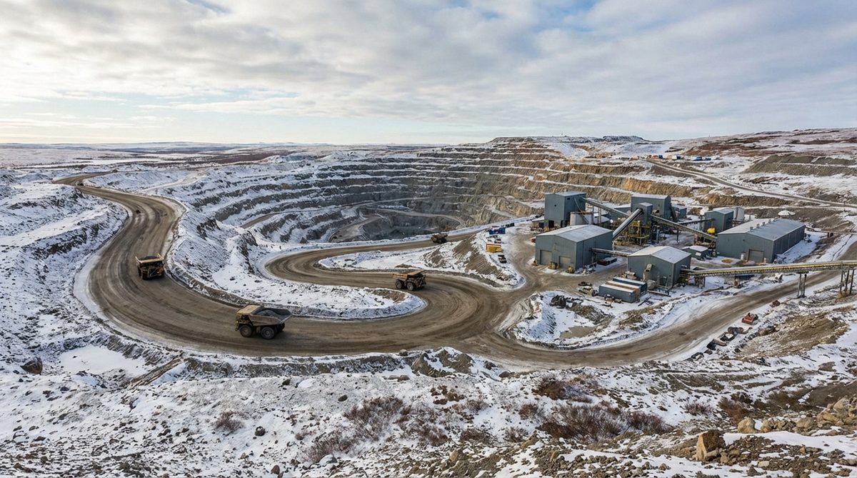 The Ekati diamond mine in Canada's Northwest Territories arctic tundra landscape